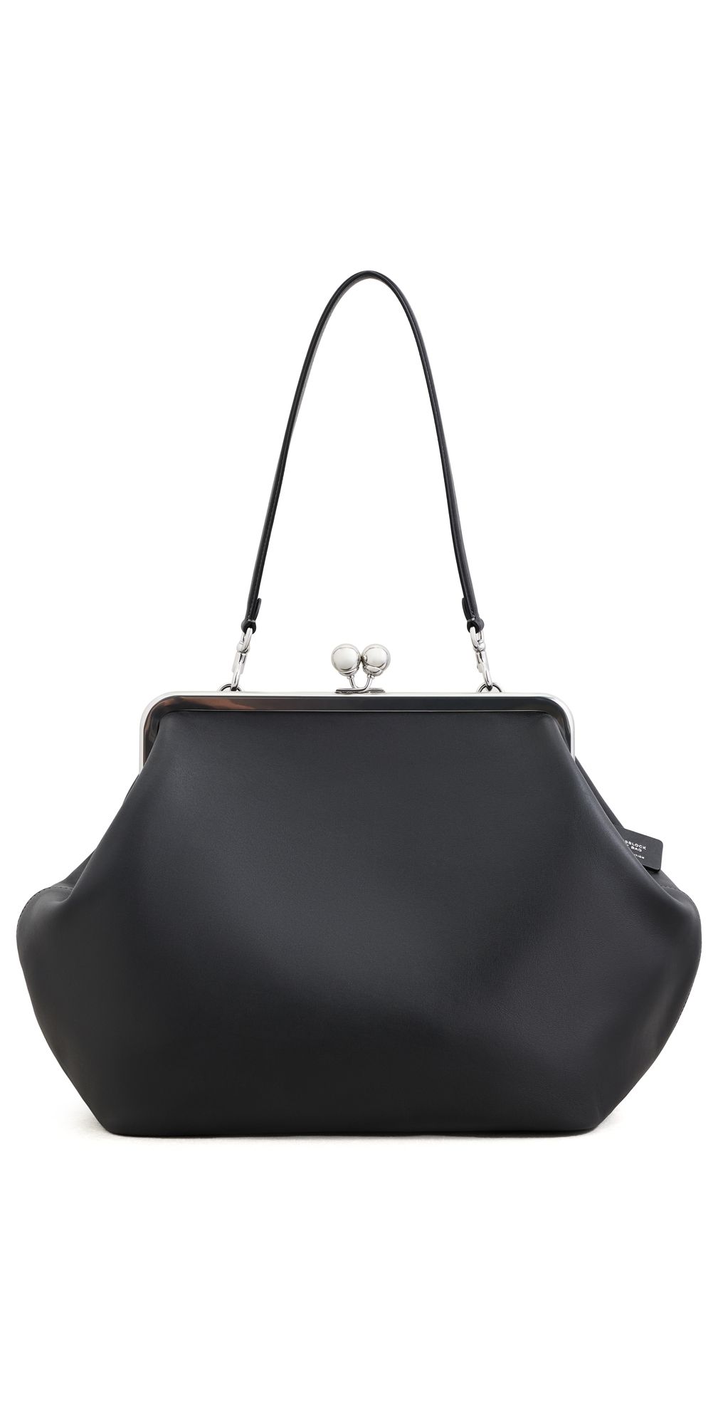 Coach Large Leather Kiss-Lock Frame Bag Black One Size