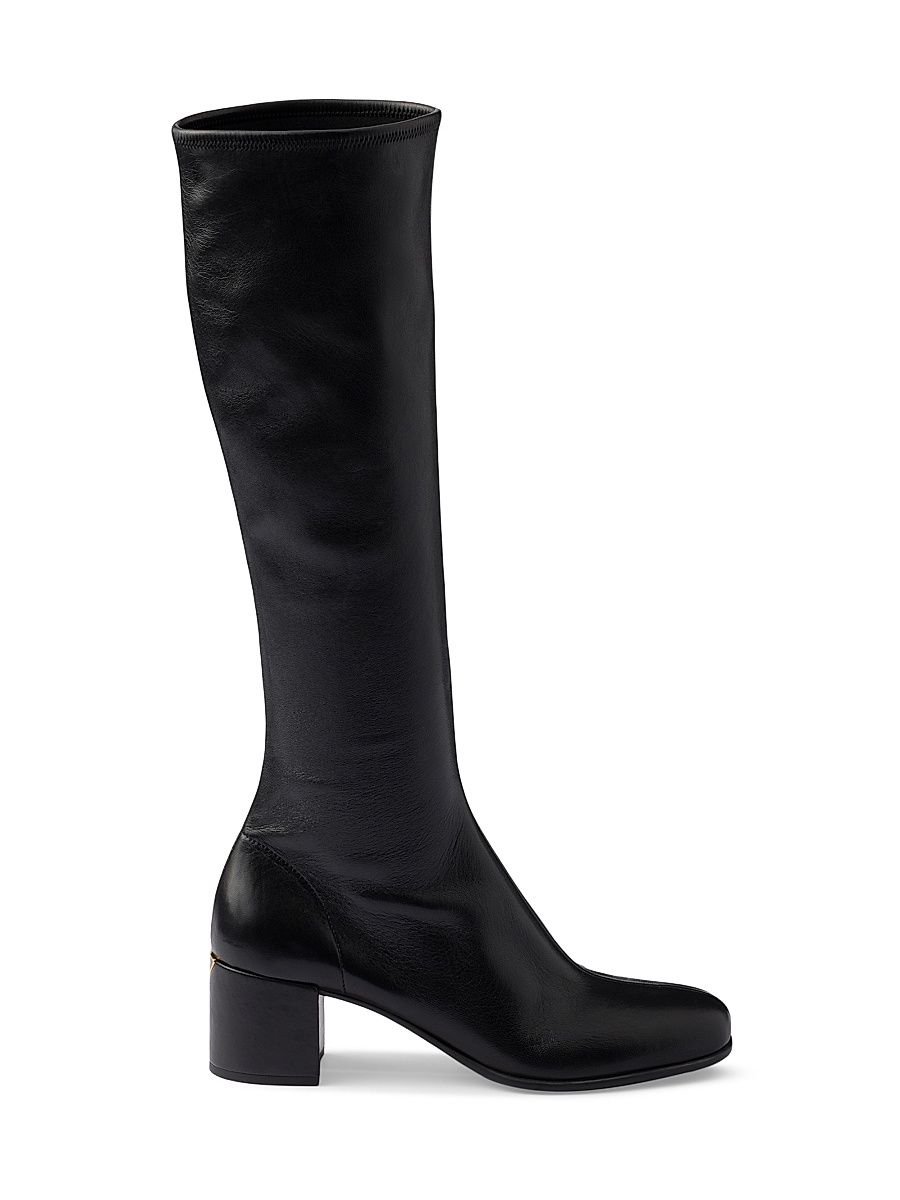 Women's Stretch Nappa Leather Boots - Black - Size 11