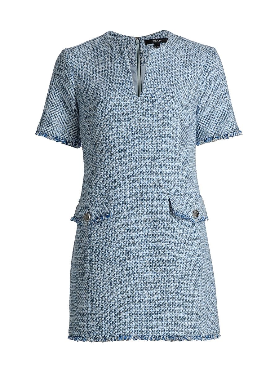 Women's Blythe Tweed Shift Minidress - Sky Multi - Size 6