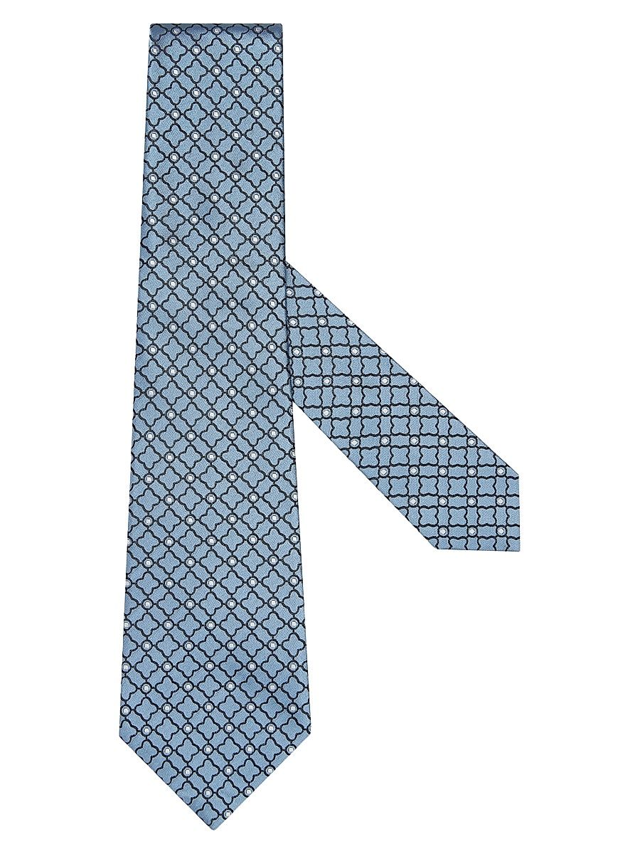 Men's Geometric Silk Tie - Light Blue