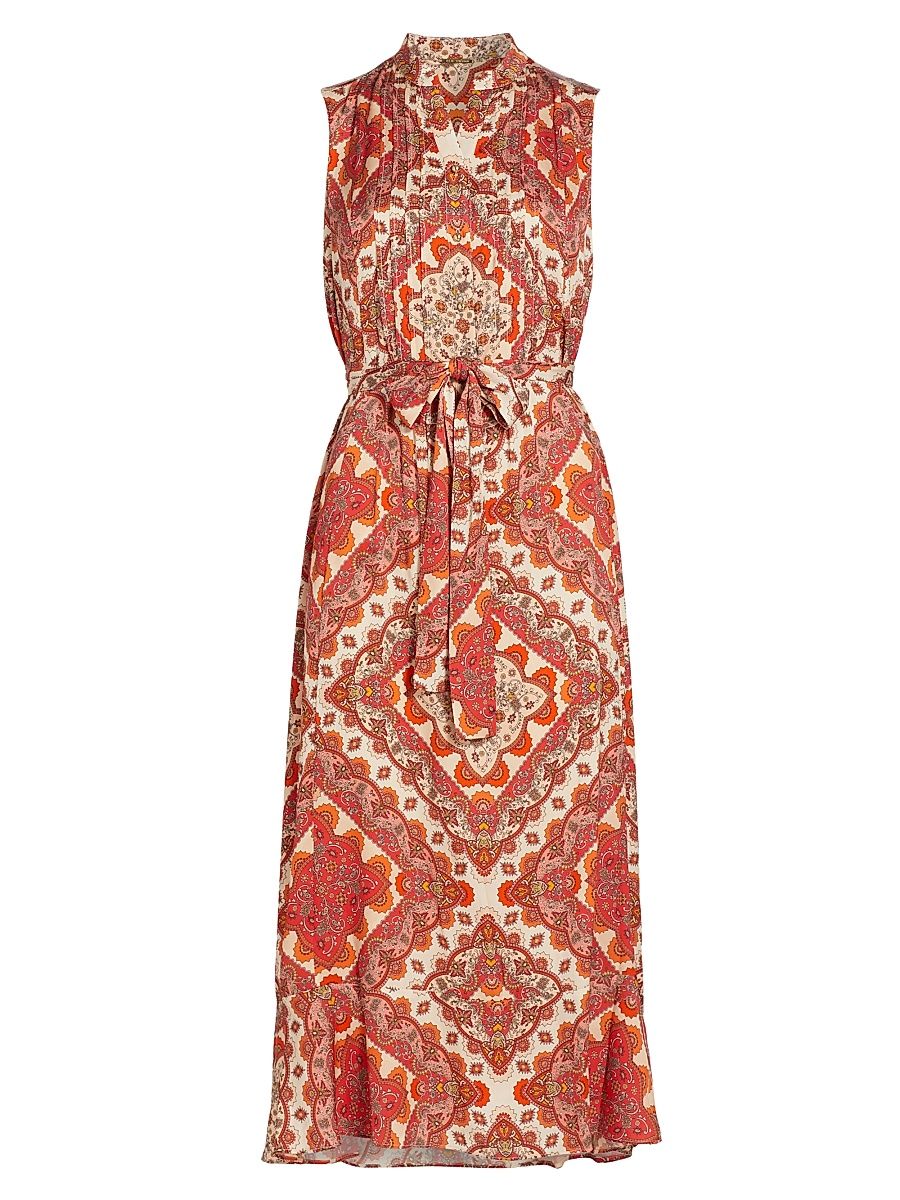 Women's The Phoebe Stretch Silk Dress - Royal Tile Print - Size XS