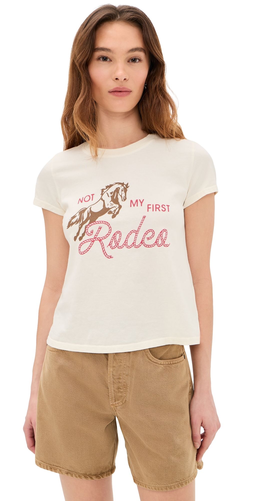 Sunny Somewhere Not My First Rodeo Femme Crew Tee Off White XS
