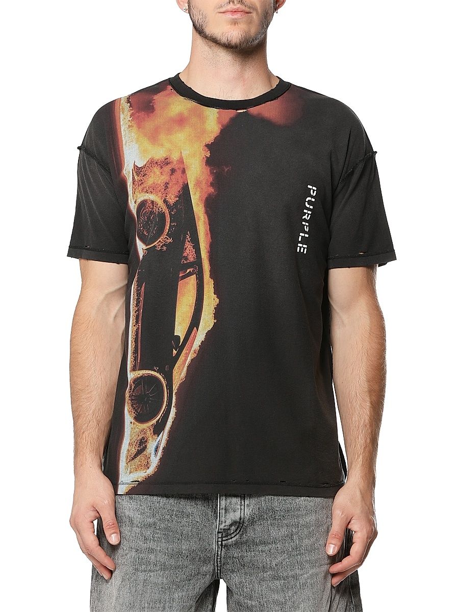 Men's Graphic Cotton Jersey T-Shirt - Black - Size Small