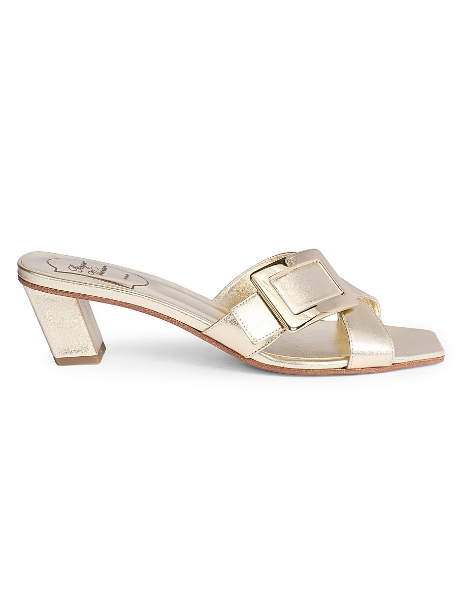 Women's 45MM Metallic Leather Mules - Oro Chiaro - Size 12