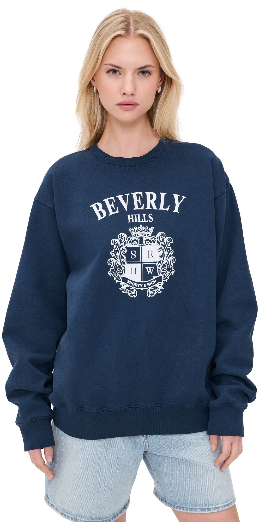Sporty & Rich Beverly Hills Crest Sweatshirt Dark Navy XS
