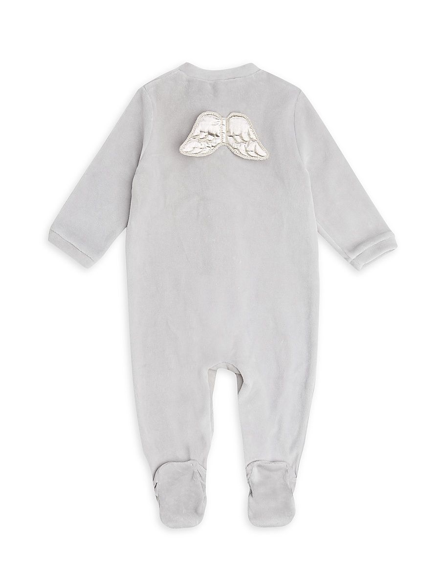 Baby's Velour Angel Wing Sleepsuit - Grey - Size 3 Months