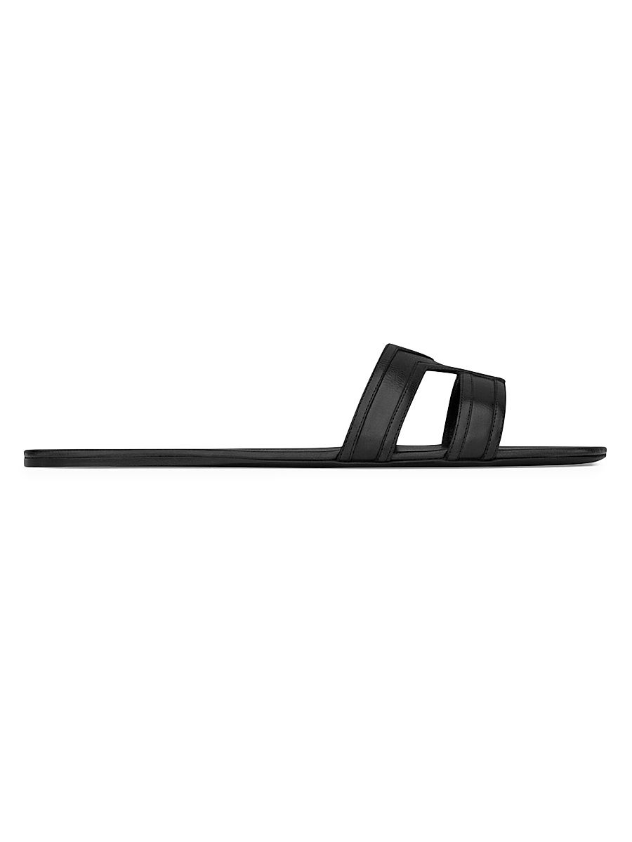 Women's Mabrouka Slides in Smooth Leather - Black - Size 5