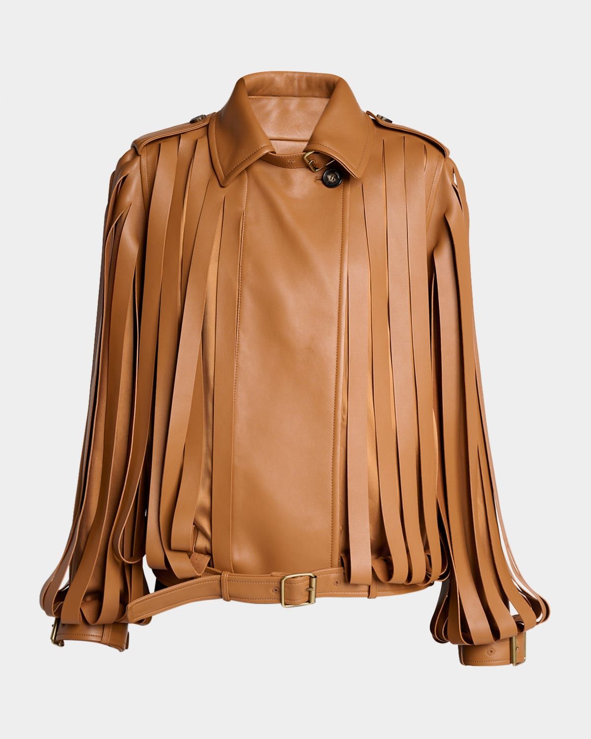 Fringed Leather Moto Jacket