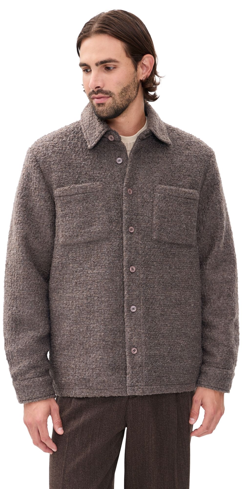 Wax London Mount Bobble Wool Reversible Shacket Dusty Brown XXL