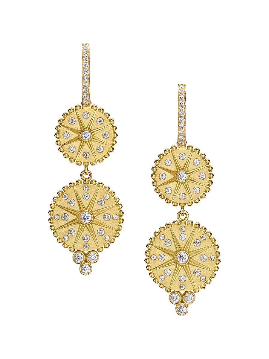 Women's Celestial Orbit 18K Yellow Gold & 0.67 TCW Diamond Double-Drop Earrings - Yellow Gold