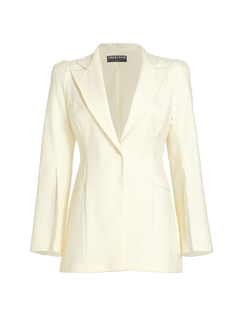 Women's Ottilia Monogrammed-Lace Blazer - Cream - Size 4