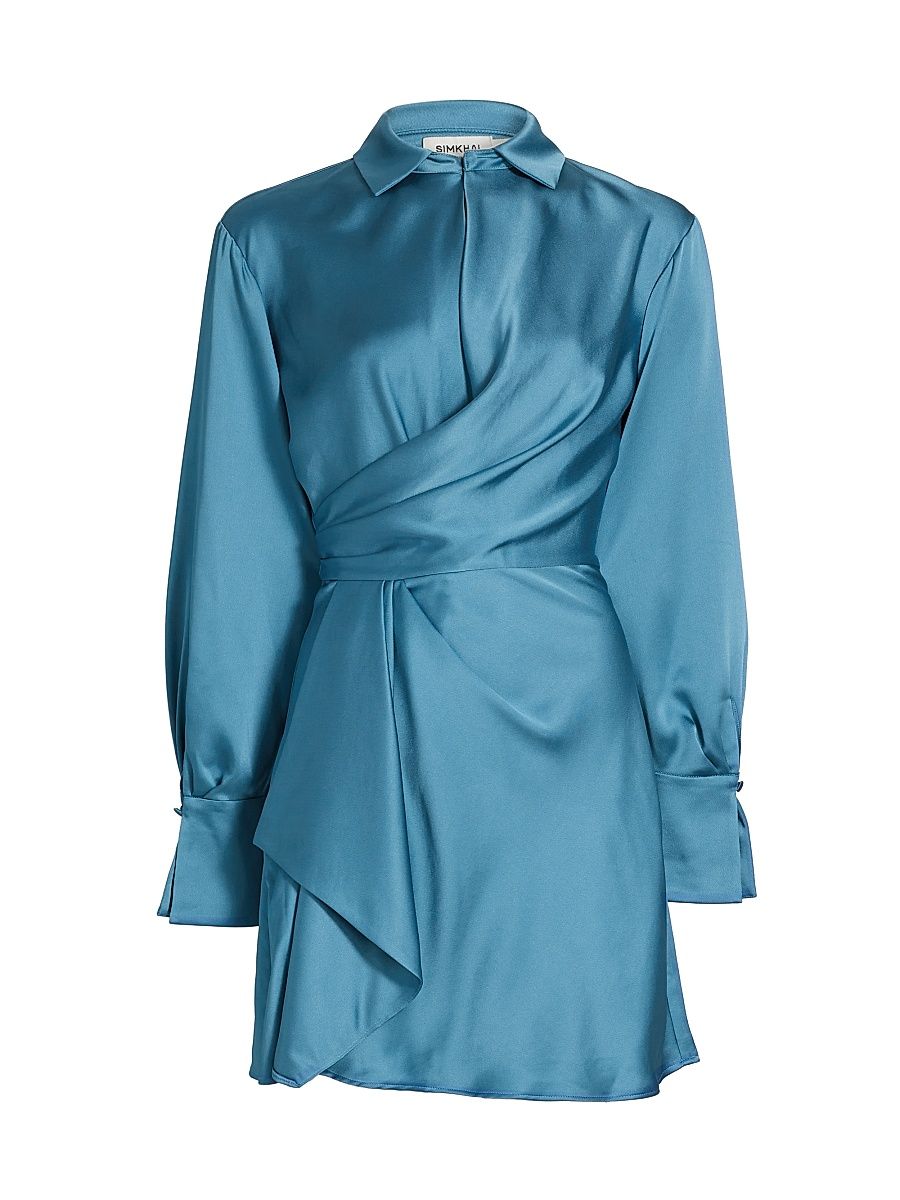 Women's Talit Draped Satin Minidress - Celestial - Size 00