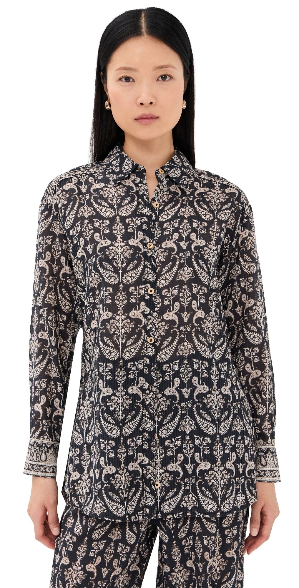 Veronica Beard Lloyd Button Down Black multi 6