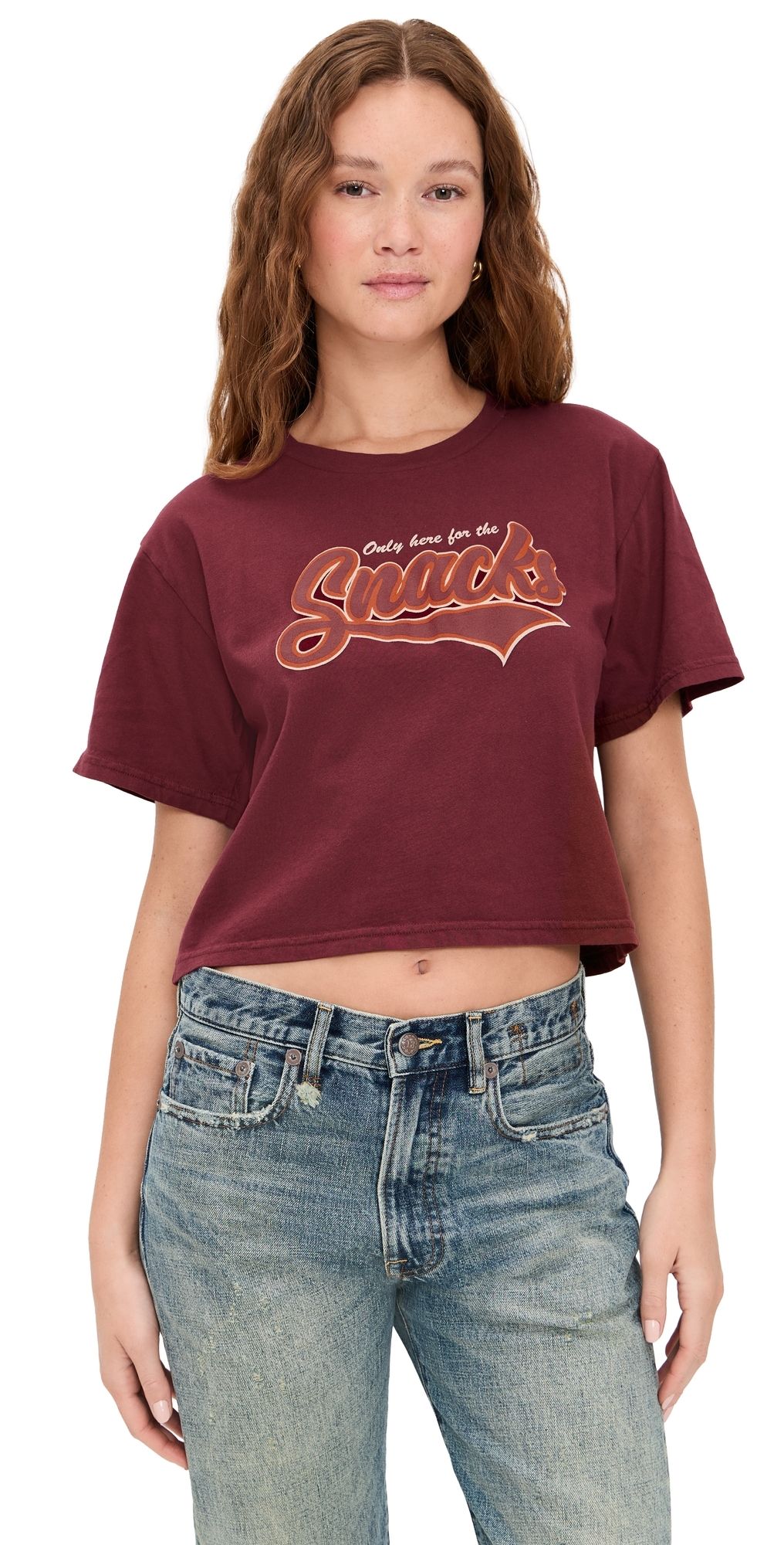 State & Lake Only Here For The Snacks T-Shirt Burgundy XXL