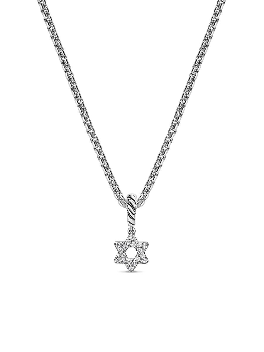 Women's Micro Pavé Star of David Amulet in Sterling Silver with Diamonds, 7.4MM - Diamond