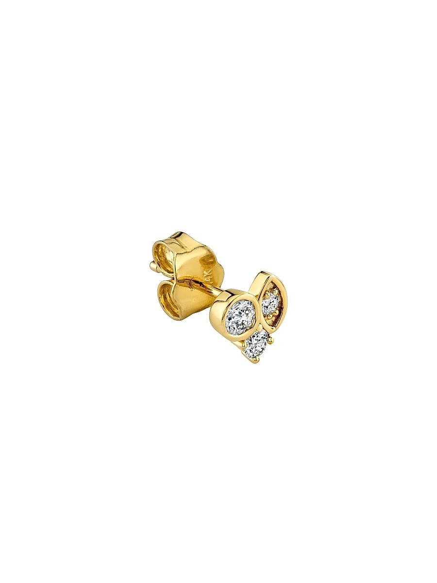 Women's 14K Yellow Gold & 0.12 TCW Diamond Cluster Stud Earring - Yellow Gold