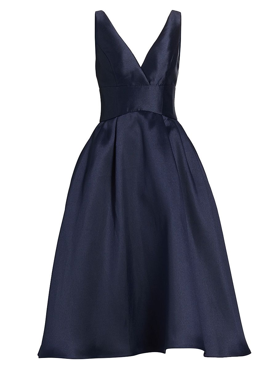 Women's Flared Mikado Midi-Dress - Navy - Size 16
