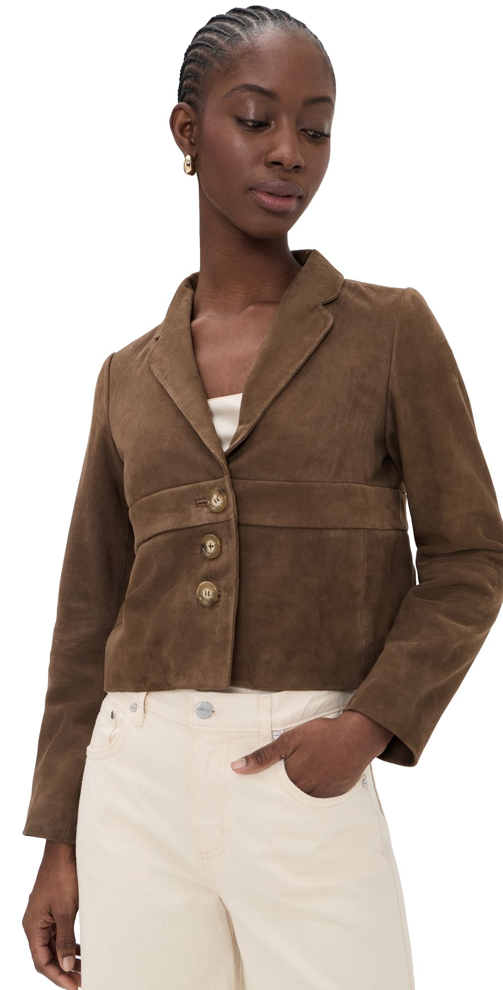 ba & sh Suede Jacket Olive 2