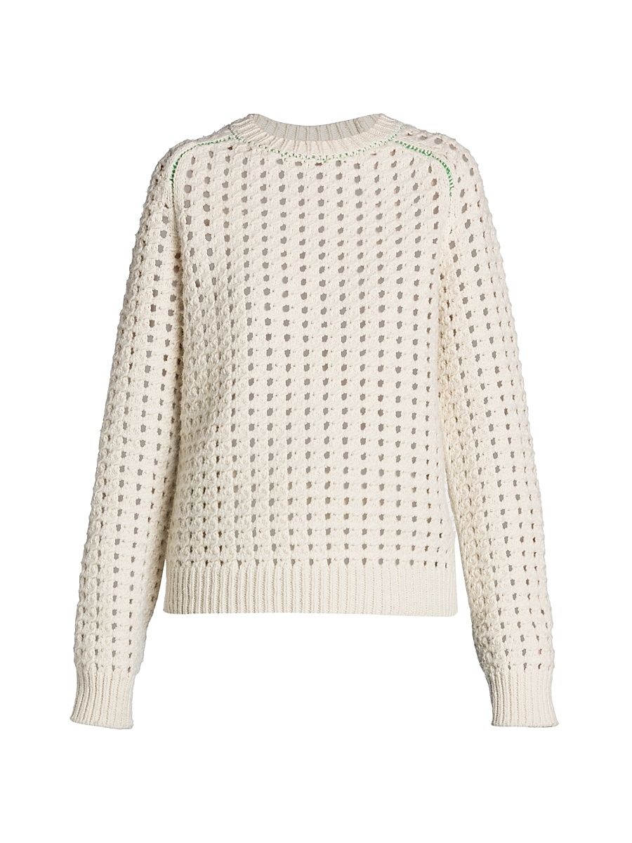 Women's Heavyweight Open Cable Knit Sweater - Chalk - Size Medium