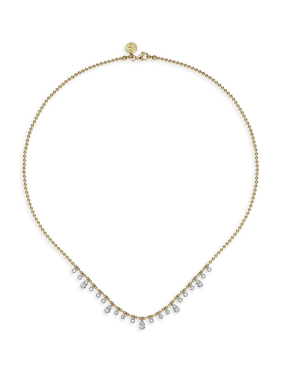 Women's Bujukan 14K White & Yellow Gold & 0.50 TCW Diamond Ball Chain Necklace - Yellow Gold