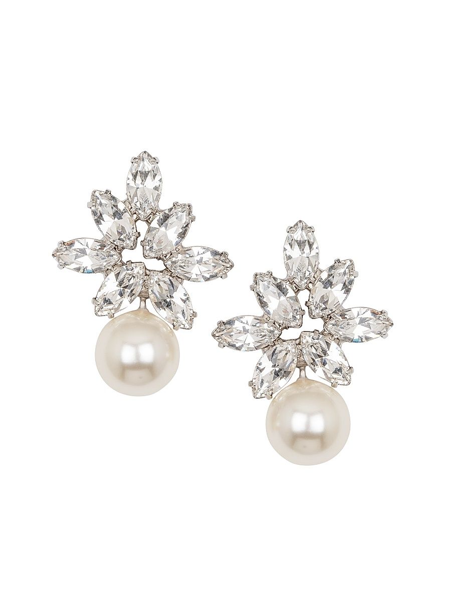 Women's Liza 18K Gold-Plated, Glass Crystal & Faux Pearl Earrings - Crystal
