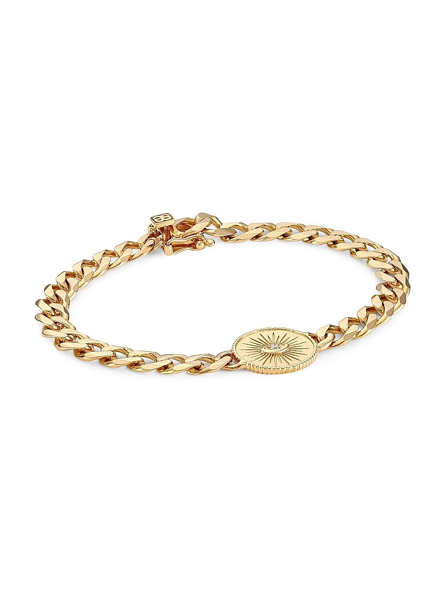 Women's 14K Yellow Gold & Diamond Marquis Eye Coin Link Bracelet - Gold