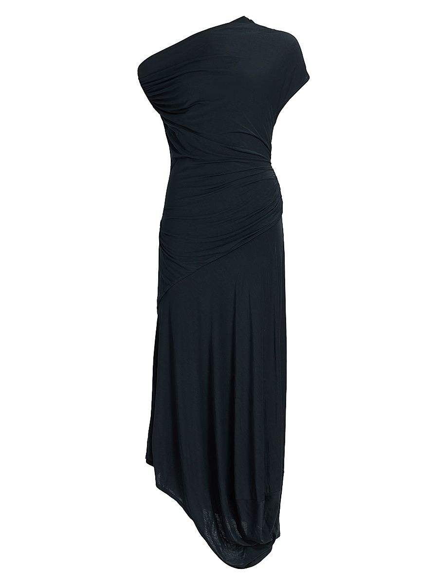 Women's Halle Jersey Asymmetric Off-Shoulder Maxi Dress - Night Blue - Size XL