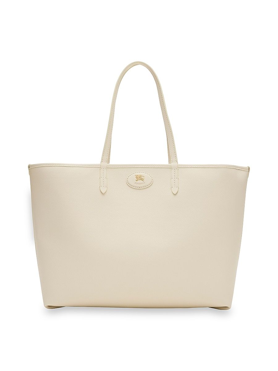 Women's Bloomsbury Reversible Leather & Check Plaid Tote Bag - Soap Light Beige