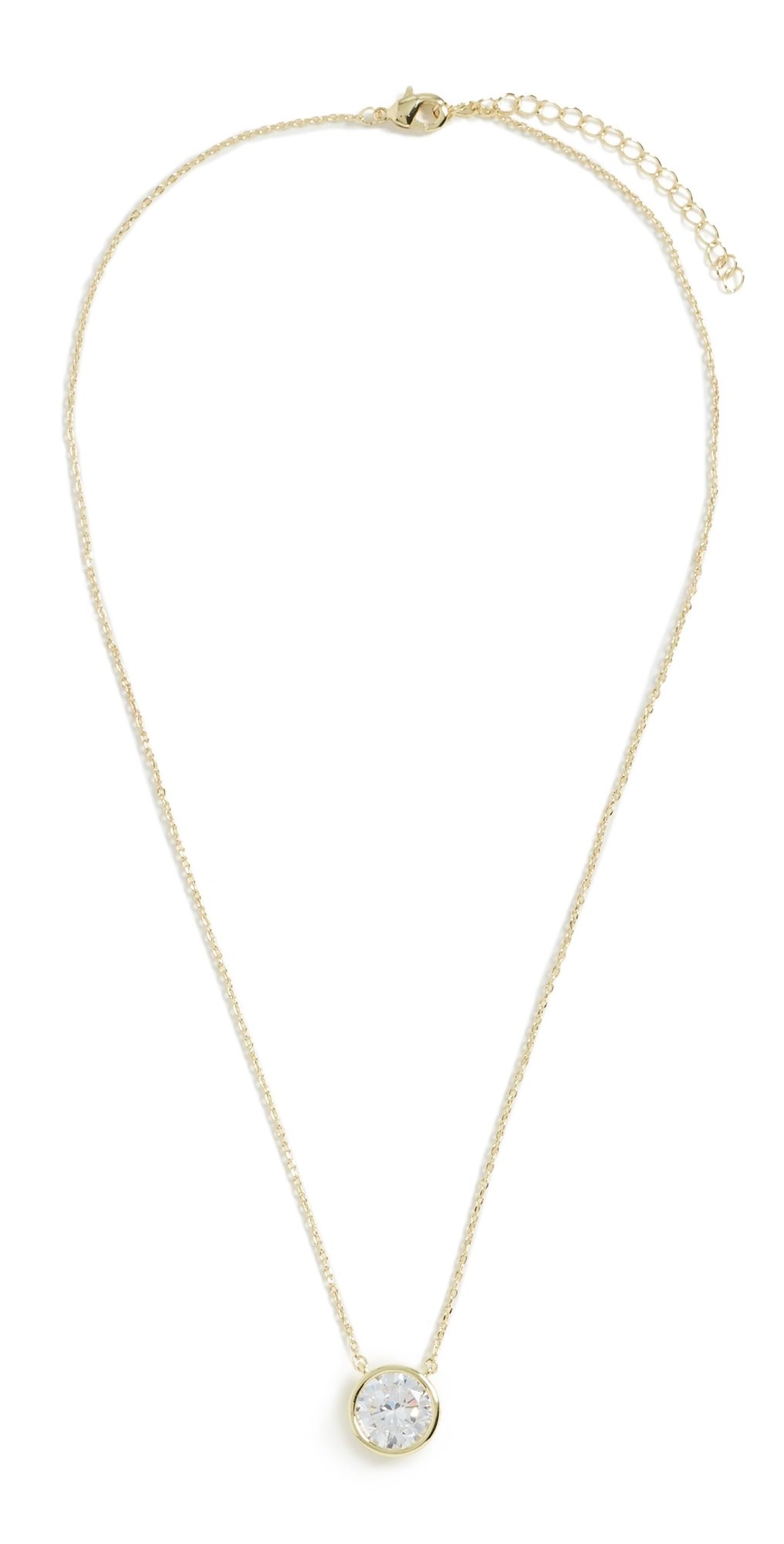 By Adina Eden Cubic Zirconia Bezel Necklace & Earring Set Gold One Size