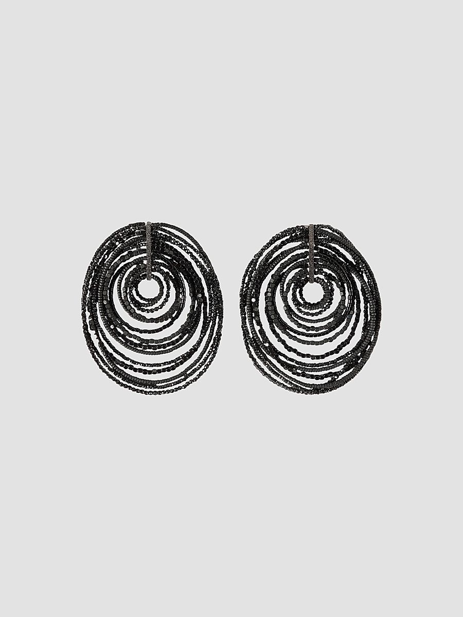 Women's Hematite and Sterling Silver Earrings - Black
