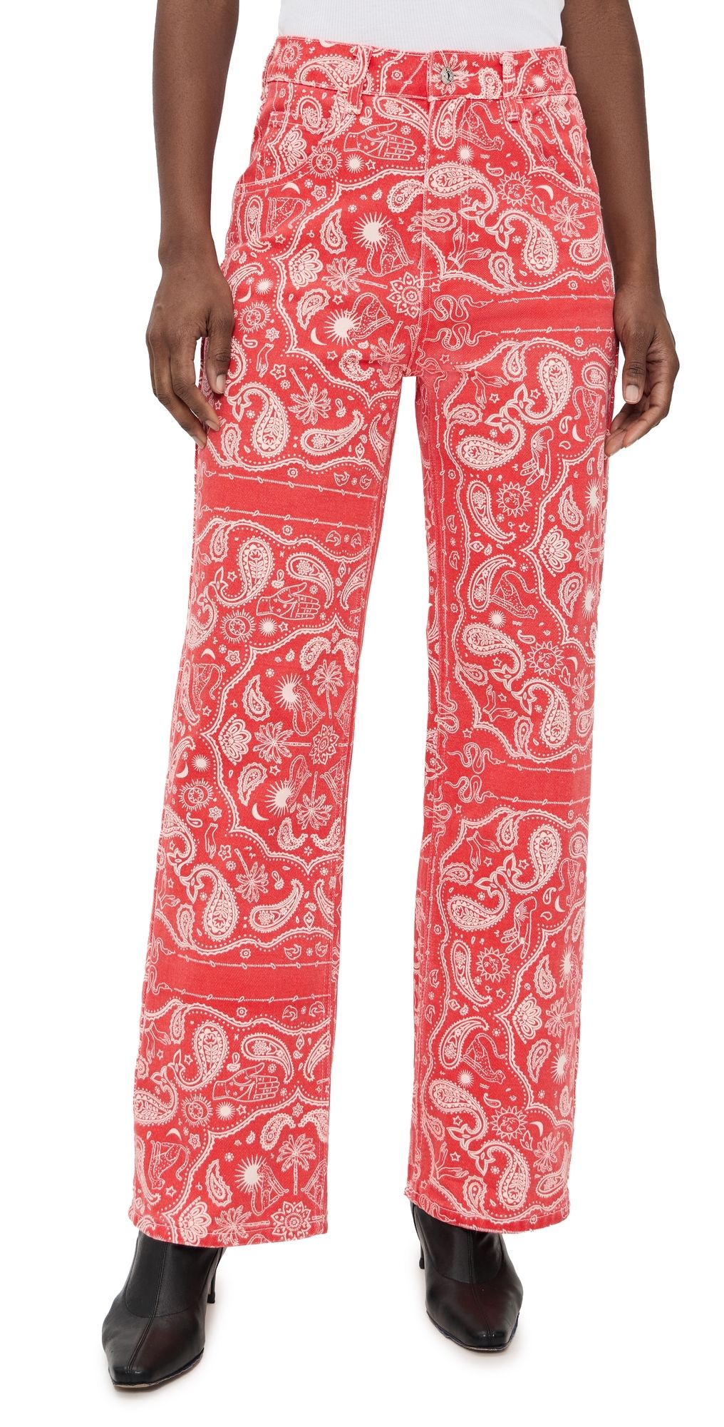 Never Fully Dressed Red Bandana Jeans Red 10