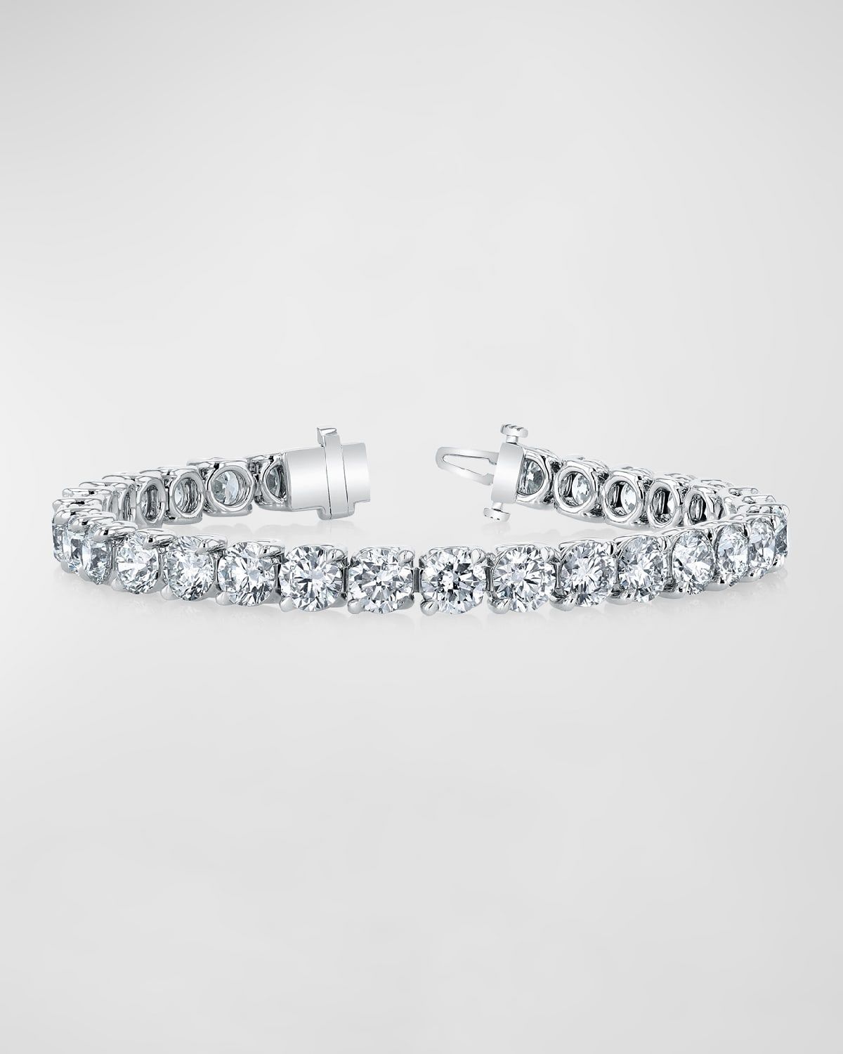 Platinum Round-Cut Diamond Buttercup Tennis Bracelet, 14.40tcw, 7"L