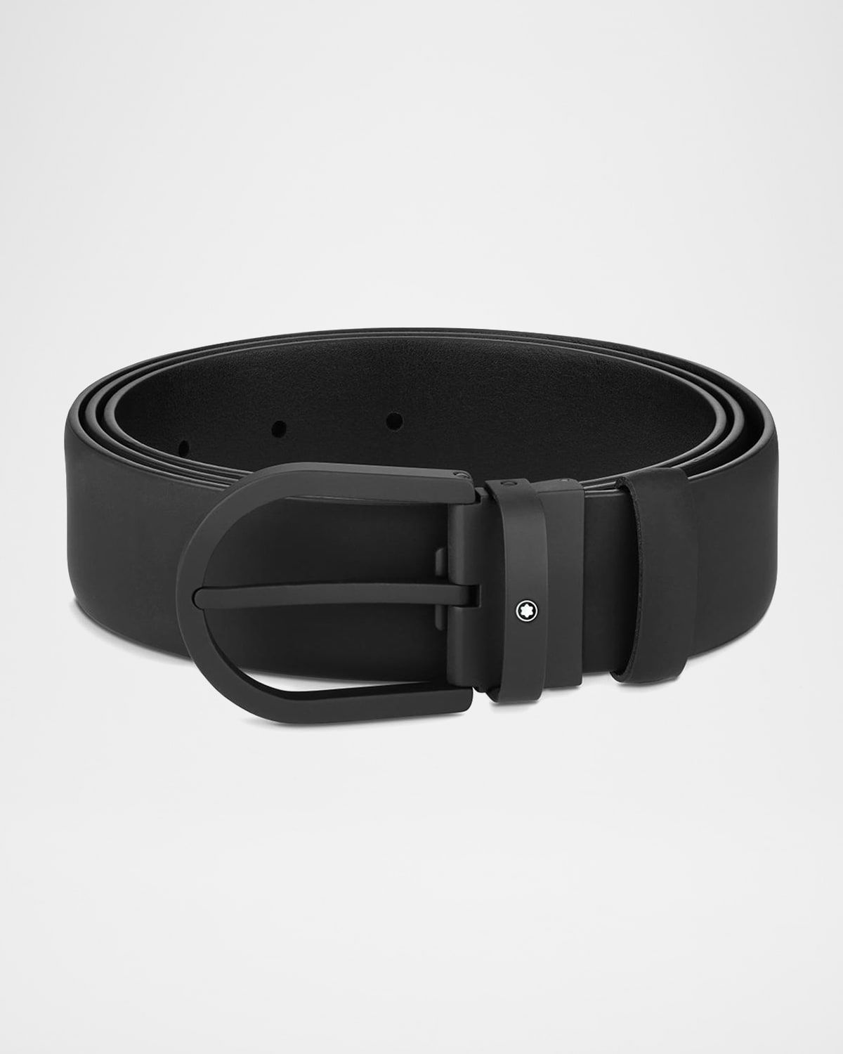 Men & apos;s Tonal Horseshoe Buckle Leather Belt