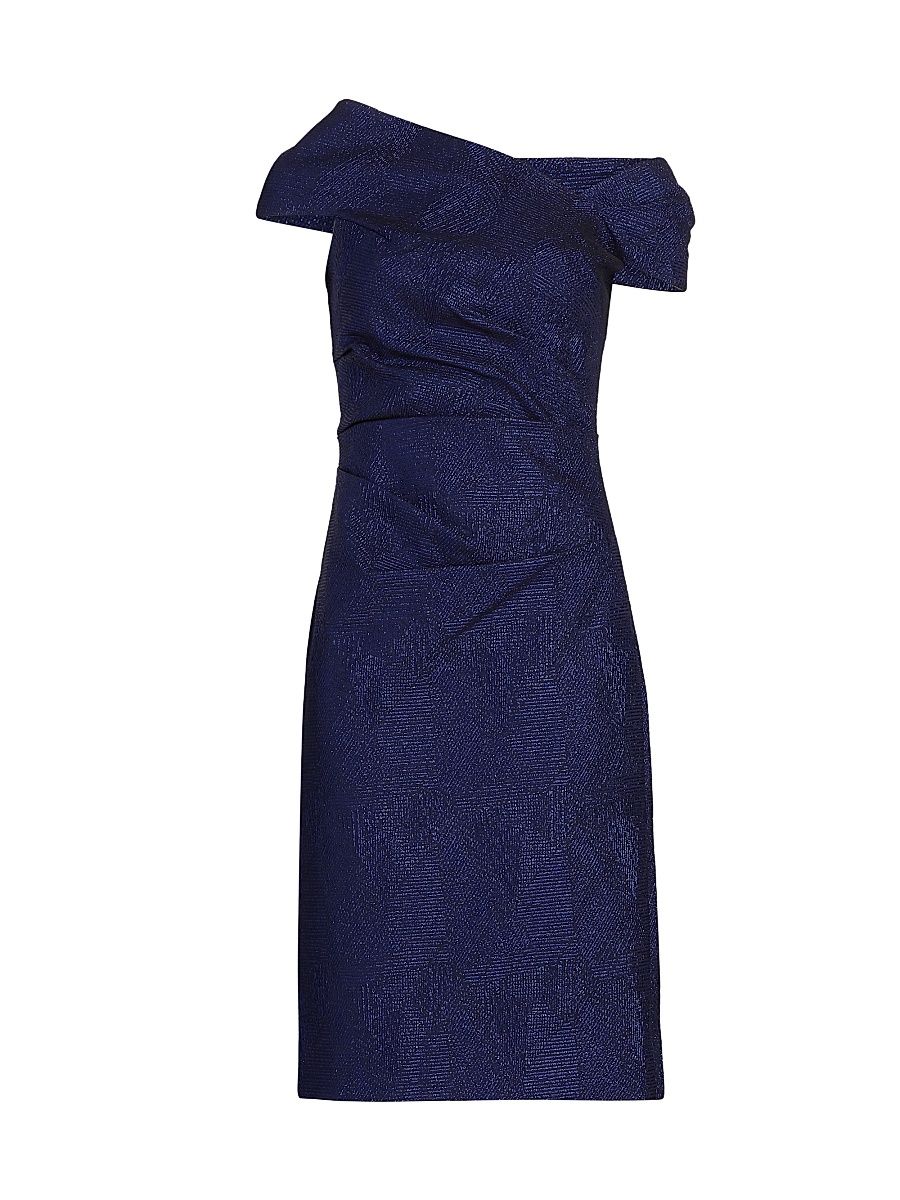 Women's Metallic Jacquard Cocktail Dress - Sapphire Black - Size 14