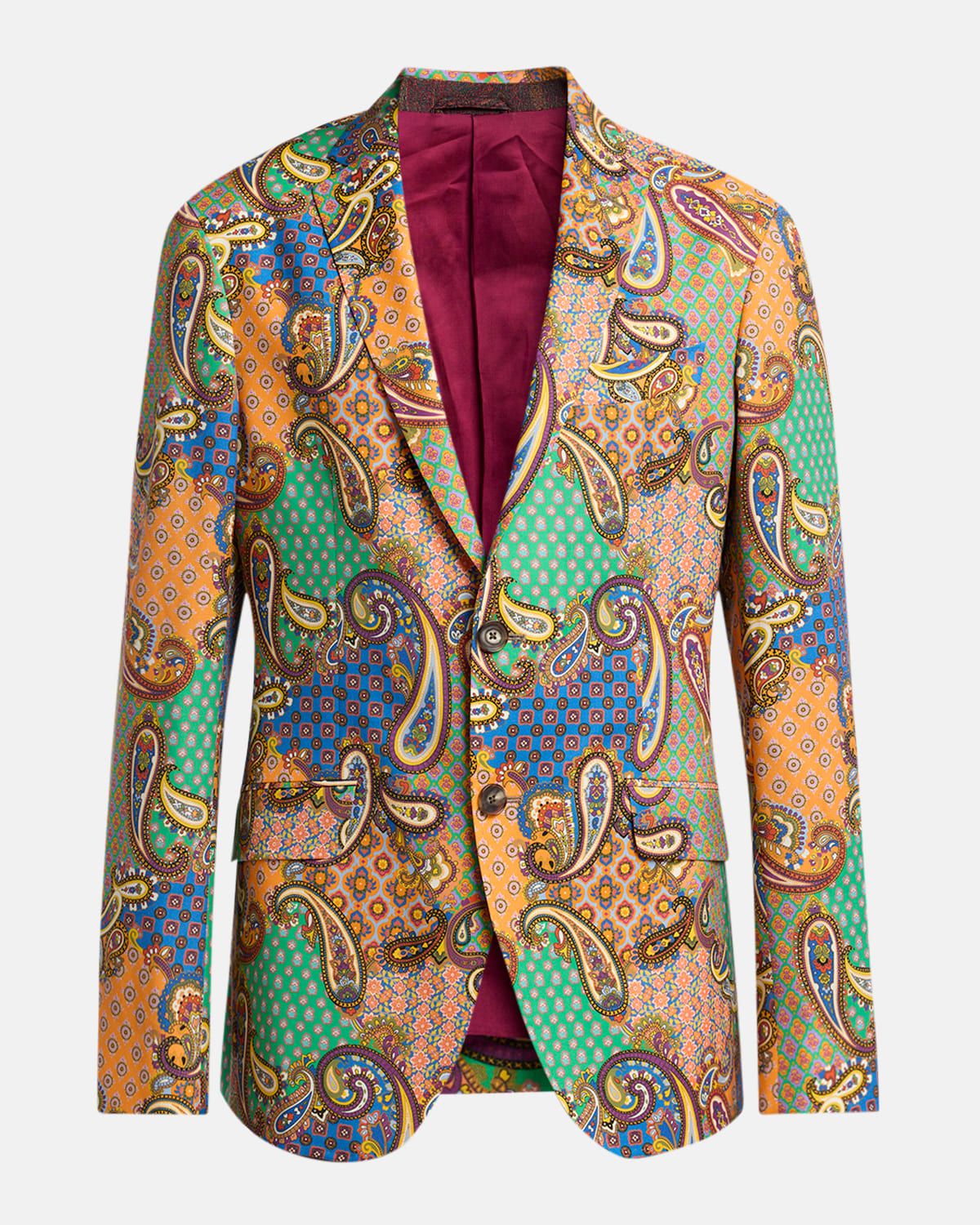 Men & apos;s Wool Patchwork Single-Breasted Sport Jacket