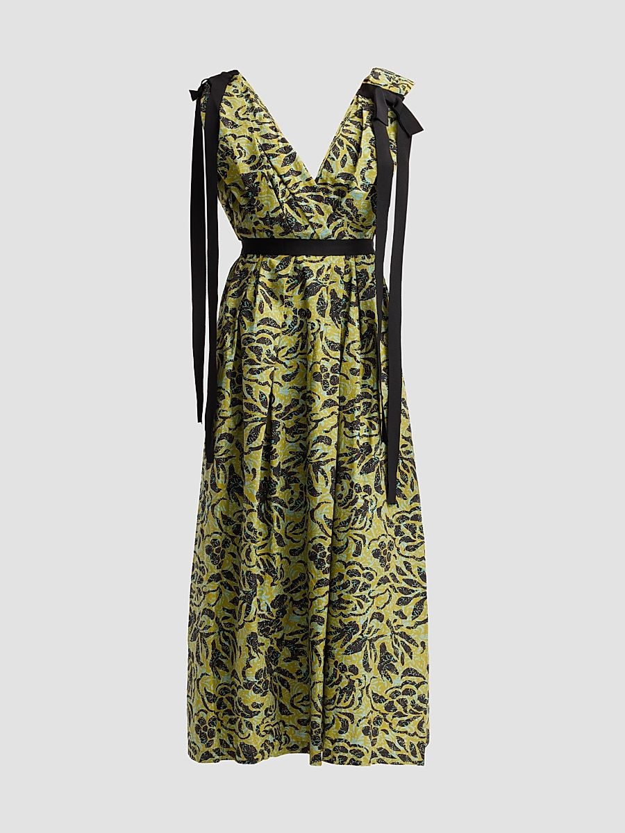 Women's Karina Bow Midi Dress - Chartreuse - Size 16