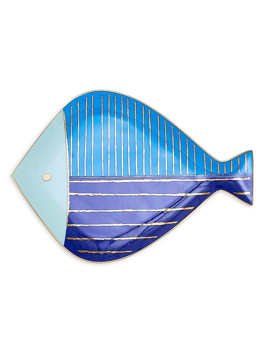 School Of Fish Round Tray - Blue