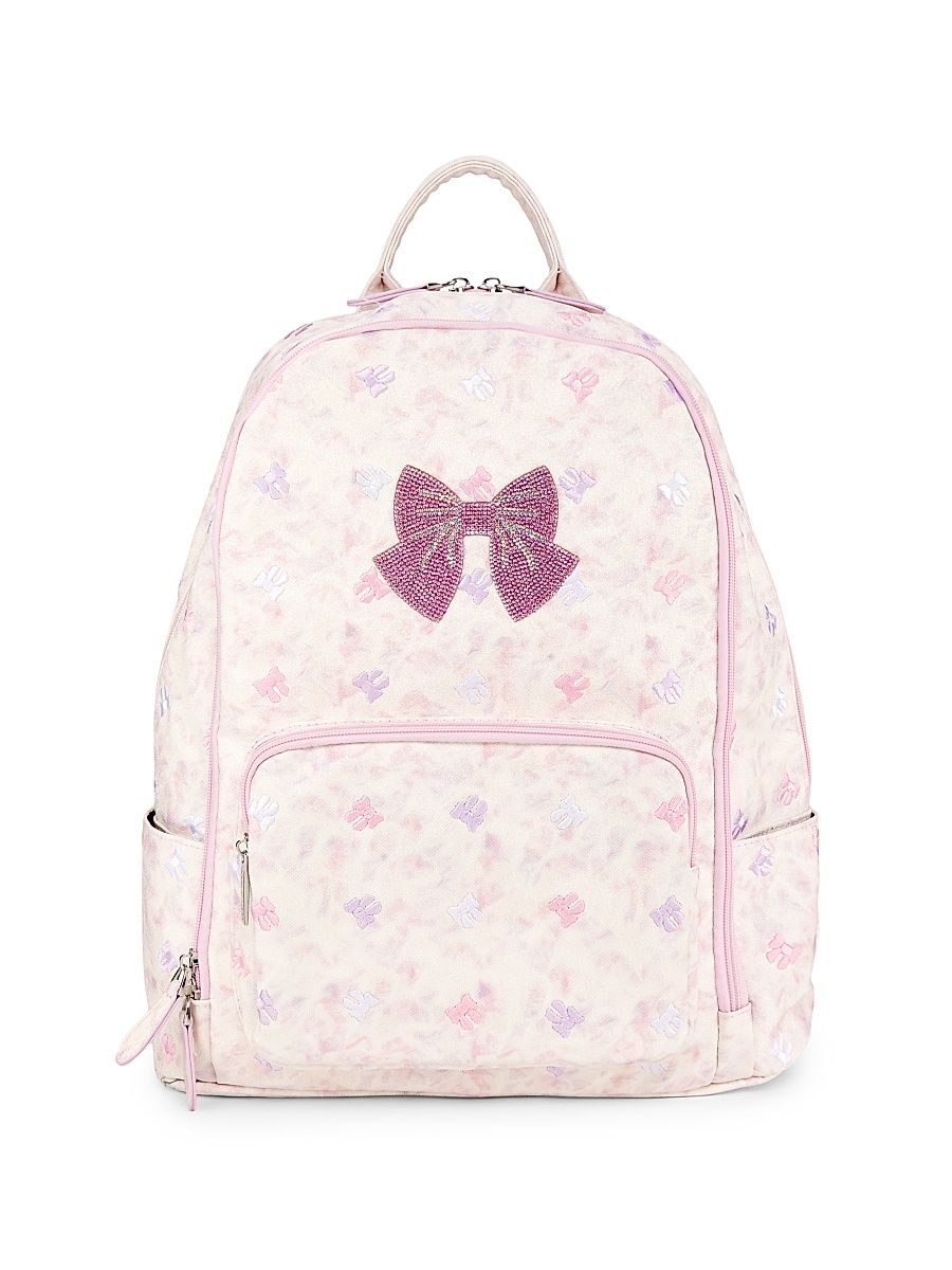 Girl's Crystal-Embellished Bow Backpack - Pink