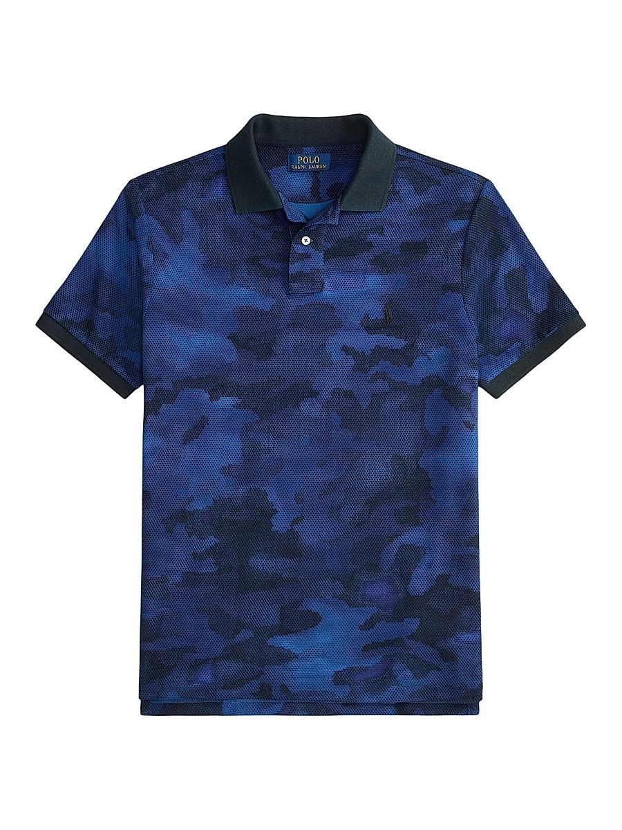 Men's Camouflage Mesh Cotton Polo Shirt - Spy Camo - Size XS