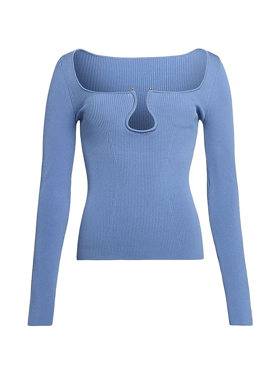 Women's Lylia U-Ring Long-Sleeve Top - Bright Blue - Size XL