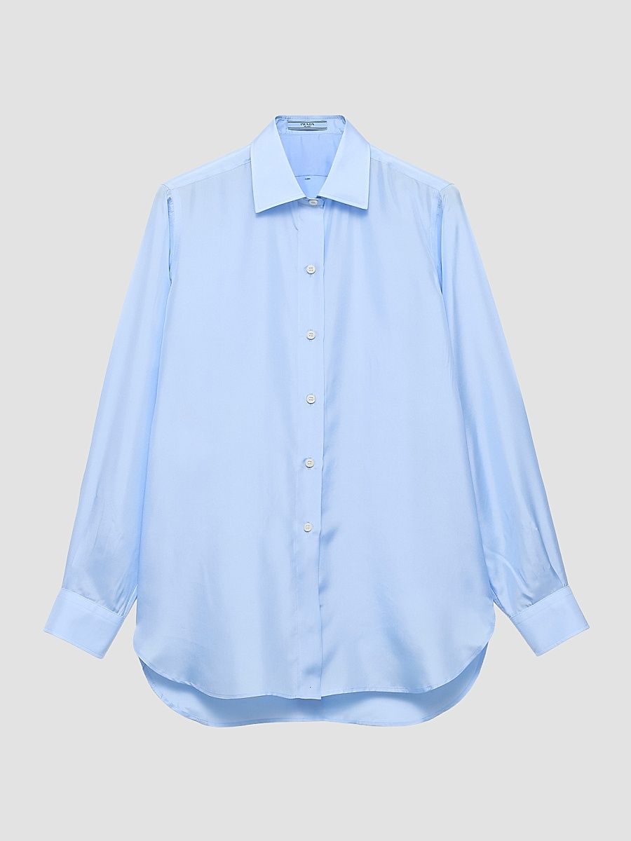 Women's Silk Poplin Shirt - Blue - Size 12