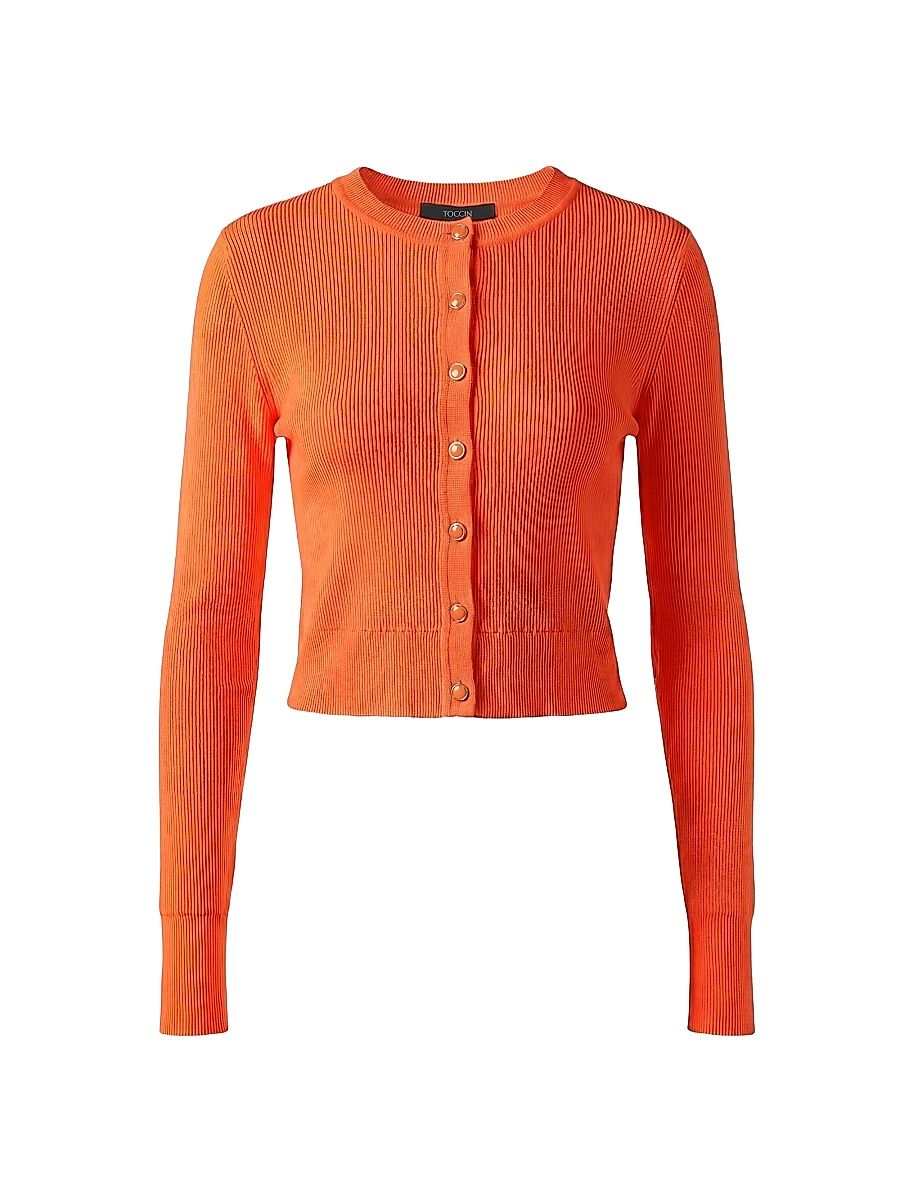 Women's Zoe Fitted Crop Cardigan - Flame - Size XL