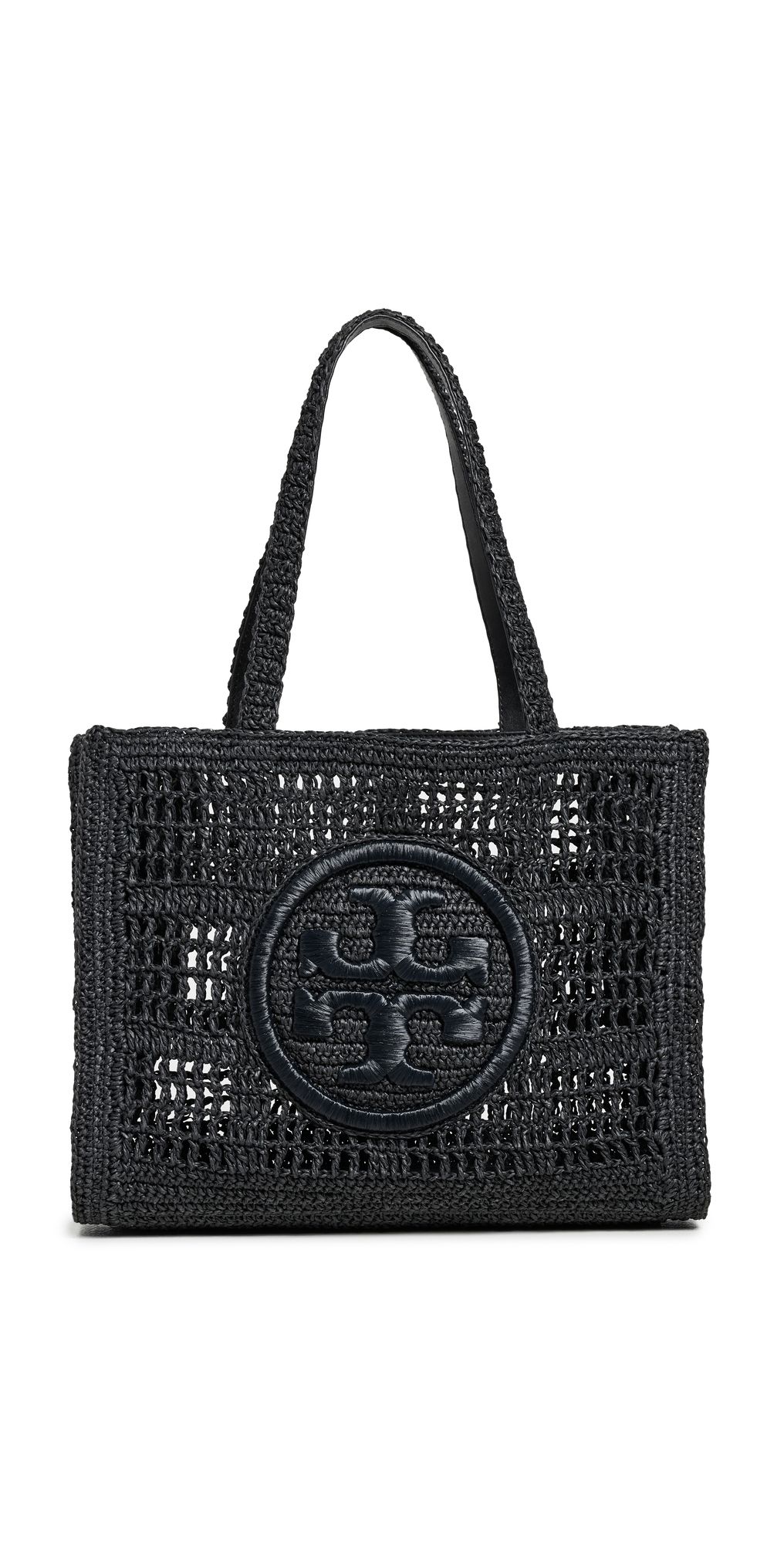 Tory Burch Ella Hand Crocheted Small Tote Black One Size