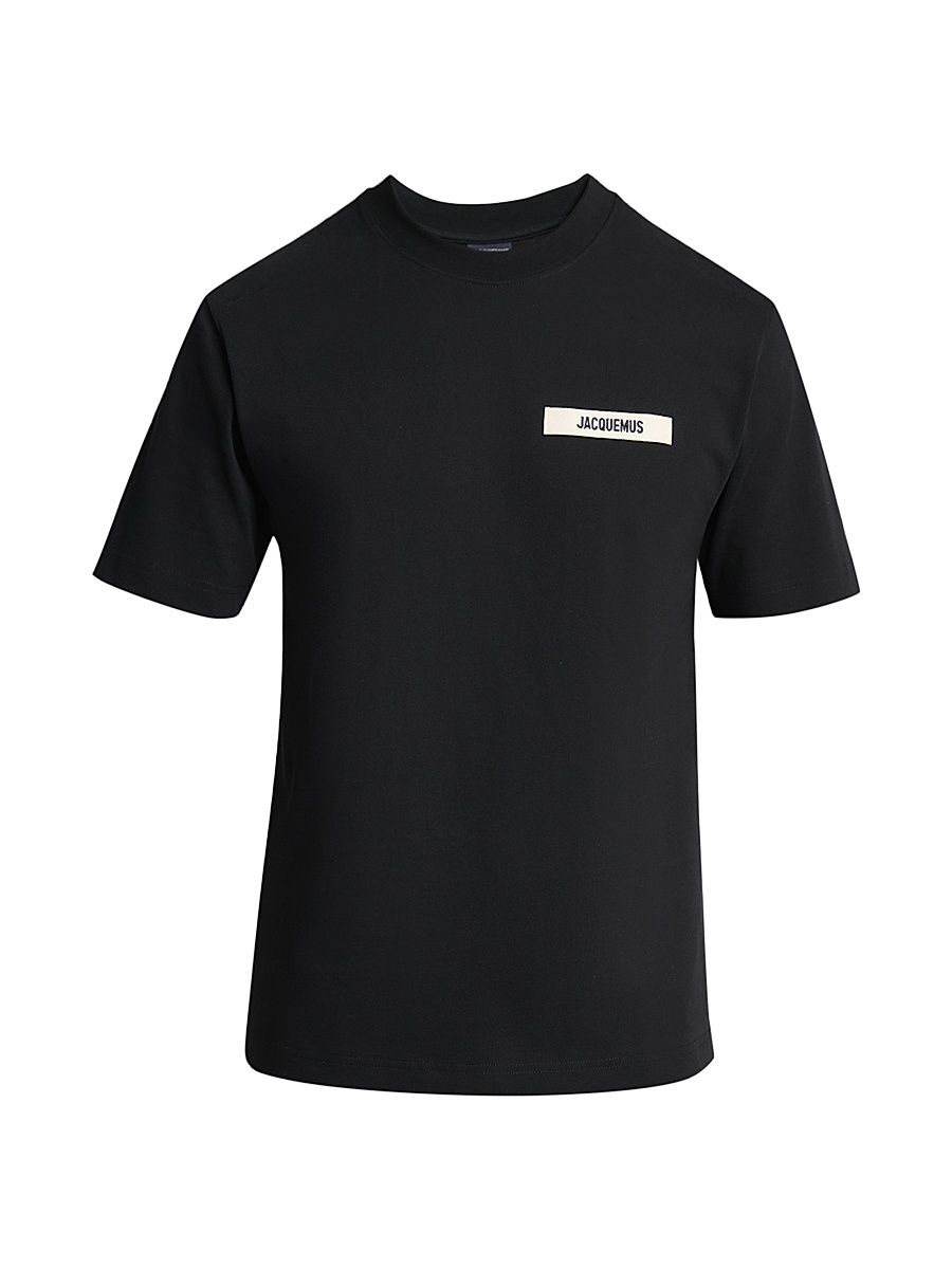 Men's Grosgrain Logo Cotton T-Shirt - Black - Size XXL