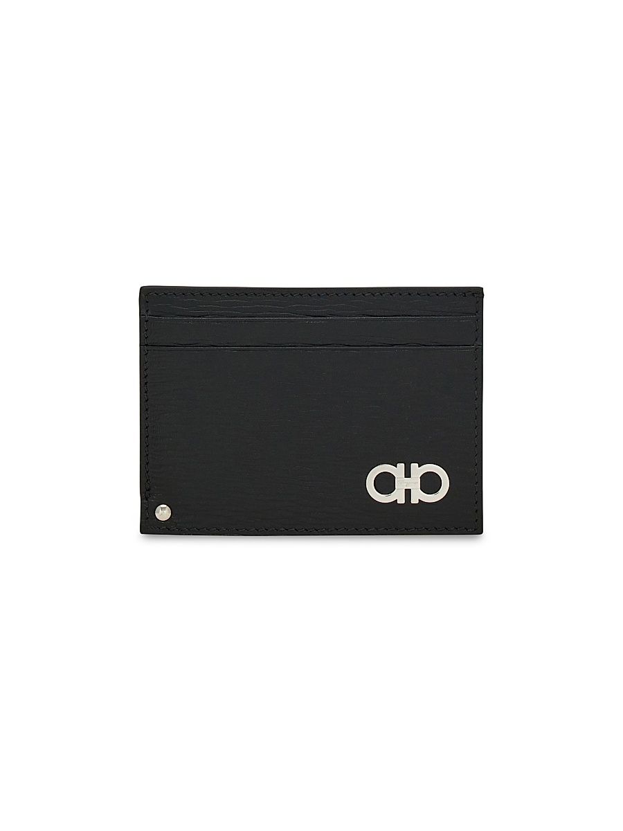 Men's Textured Leather Card Case - Black