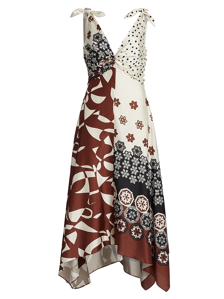 Women's Mabel Printed Handkerchief Midi-Dress - Cream Deep Clay Multi - Size 12