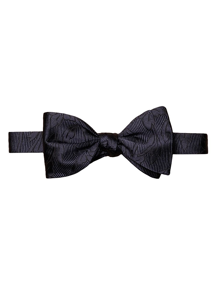 Men's Floral Jacquard Silk Bow Tie - Navy