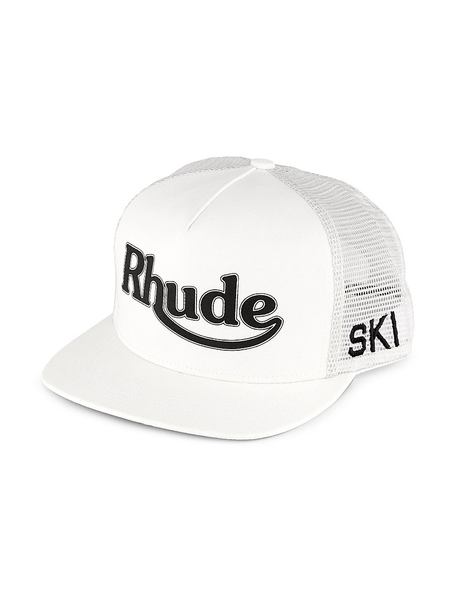 Men's Ski Logo Trucker Hat - White Black