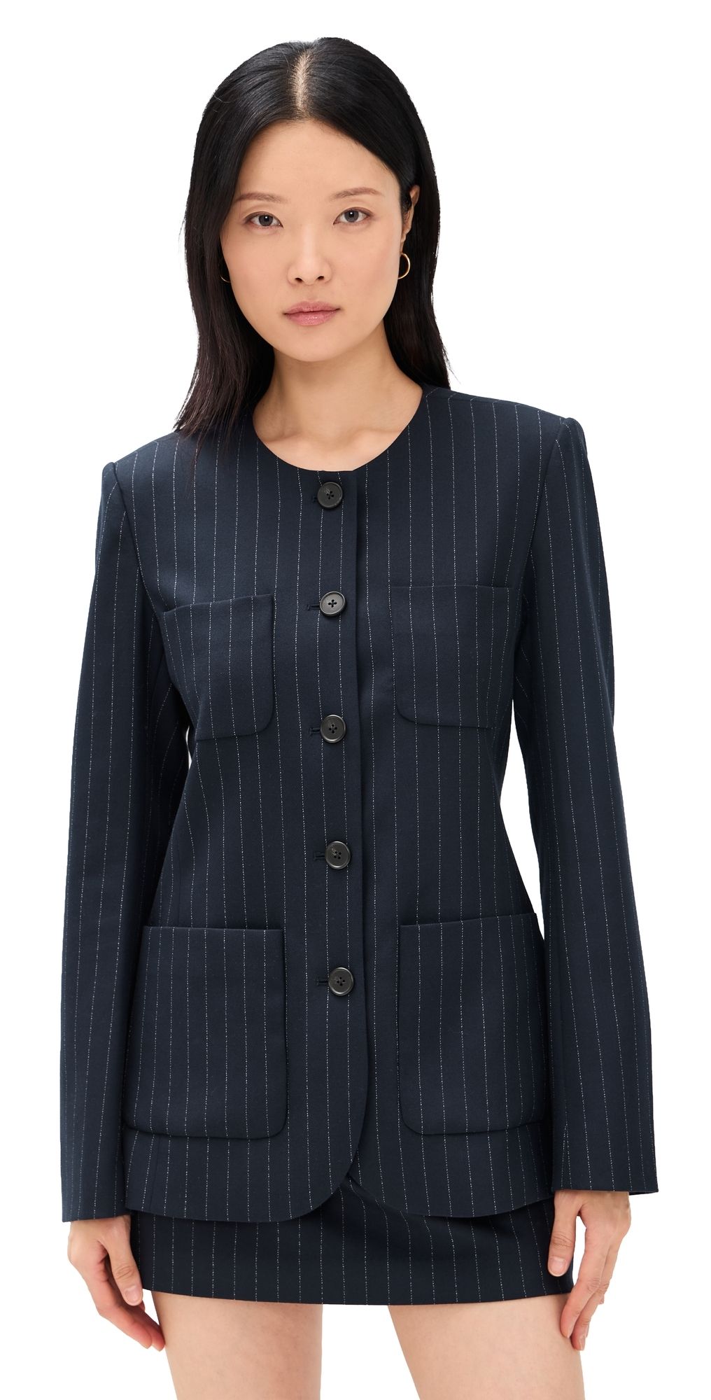 Favorite Daughter The Busy Woman Jacket Navy Pinstripe XL