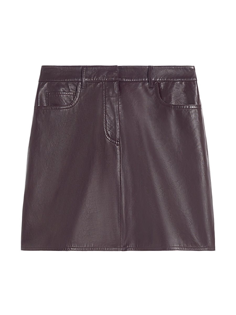 Women's Short Leather Skirt - Bordeaux - Size 16